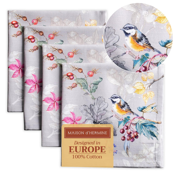 Maison d' Hermine Stoffservietten 4er Set aus 100% Baumwolle Wiederverwendbare Stoffservietten Weihn