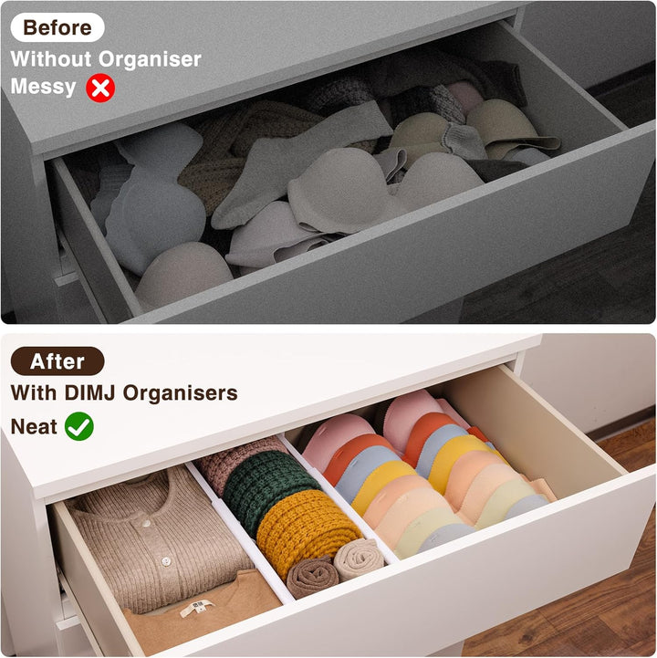 Homsorout 8er Set Schubladentrenner Verstellbar (32.6-56cm) Kunststoff Schubladentrenner, Kleidersch