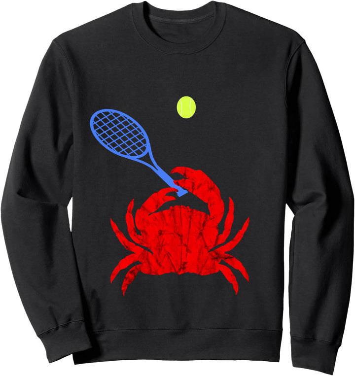 Tennis Krabbe Lustiger Tennis Spieler Krebs Krustentier Sweatshirt