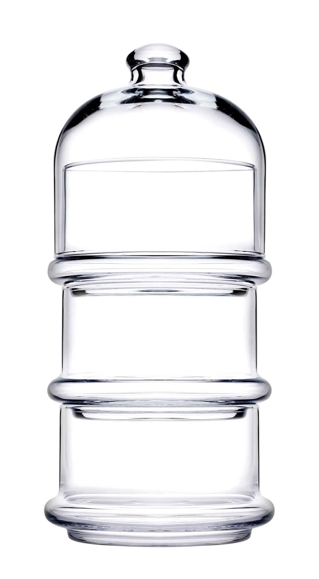 PASABAHCE 488854 Patisserie Basic Set 3 stapelbare Behälter mit Kuppel, Glas, transparent,,12x26 cm