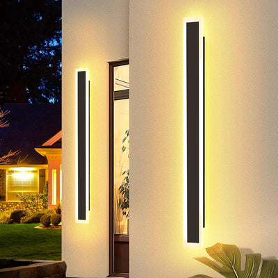 ZMH LED Wandleuchte Aussen Wandlampe: 100cm Schwarz Aussenwandleuchte Lang Villa Aussenlampe IP65 Wa