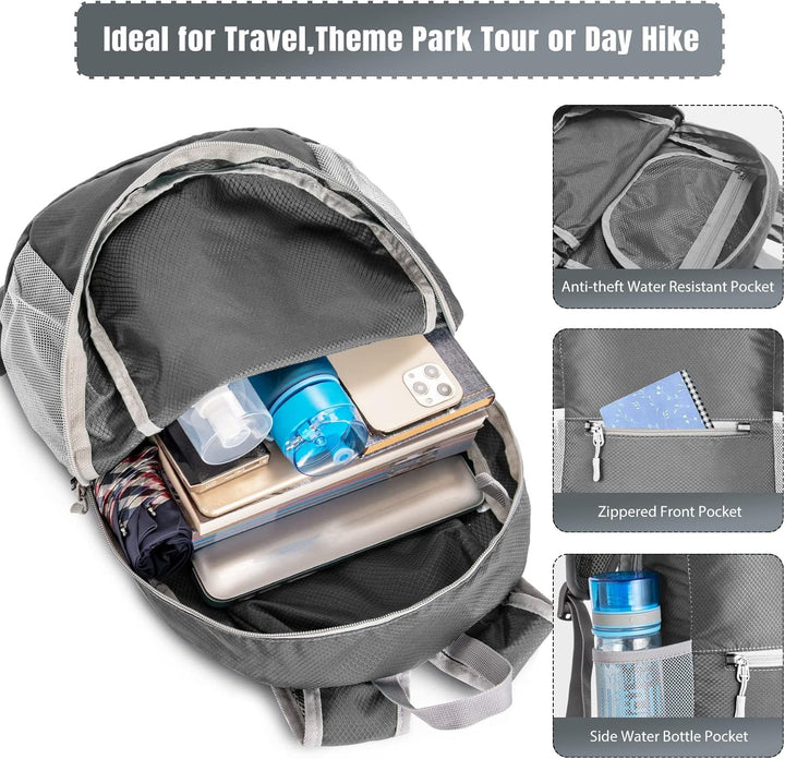 ZOMAKE Ultraleicht Faltbarer Rucksack Packbare Backpacks 20 L, Kleiner Faltbar Rucksäcke Wanderrucks