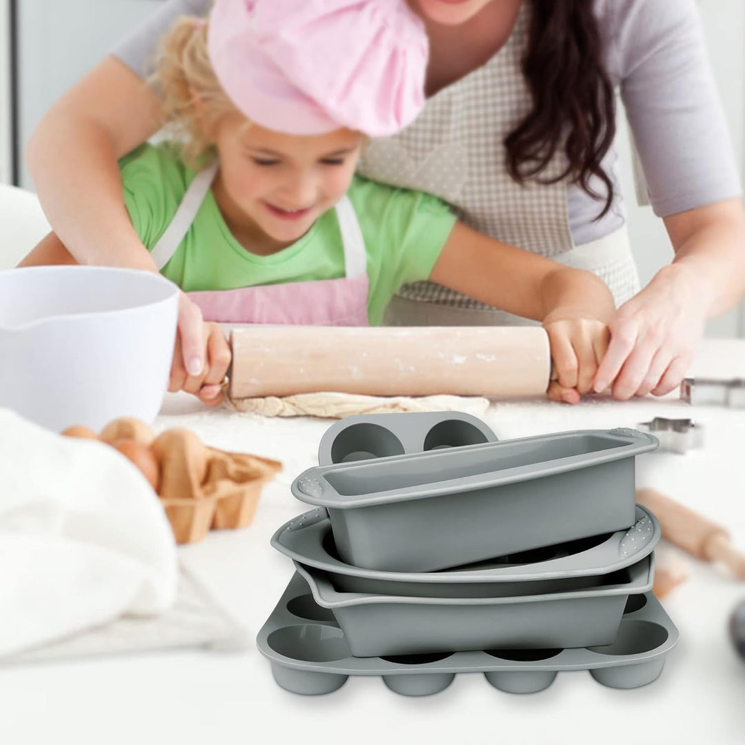 Aschef 12x Antihaft Silikon Backformen Brotbackform Kuchenform Muffinform mit Teigschaber Backpinsel