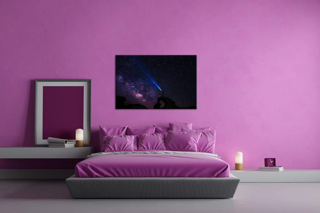 deyoli Lichter bei Nacht Format: 60x40 als Leinwandbild, Motiv fertig gerahmt auf Echtholzrahmen, Ho