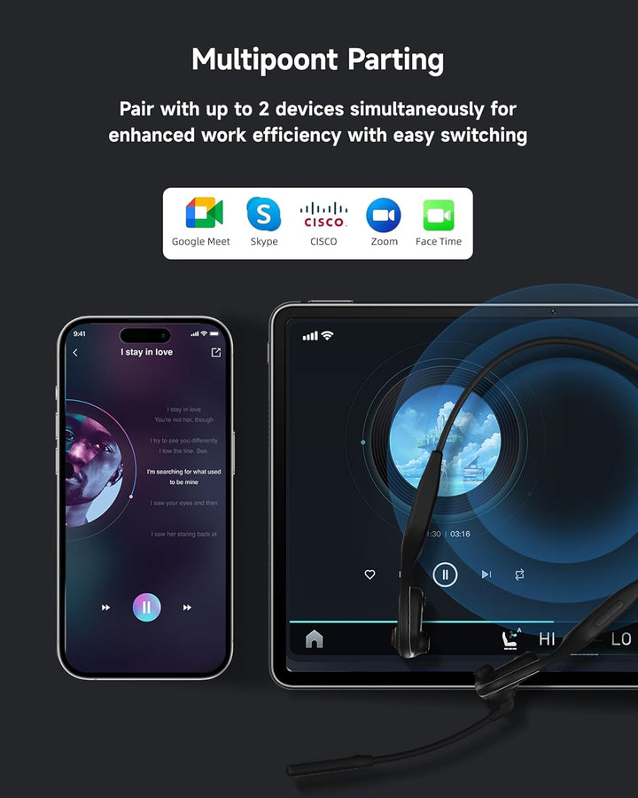LOBKIN Kopfhörer Bluetooth Headset mit Mikrofon, Open Ear Kopfhörer Bluetooth 5.3 Luftleitungskopfhö