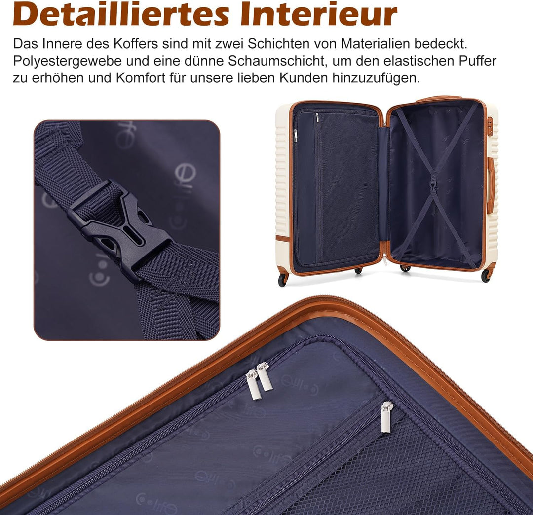 COOLIFE Koffer Set 3tlg, 24" Koffer Mittelgross mit Reisetasche&amp;Kulturbeutel | Reisekoffer Set für M