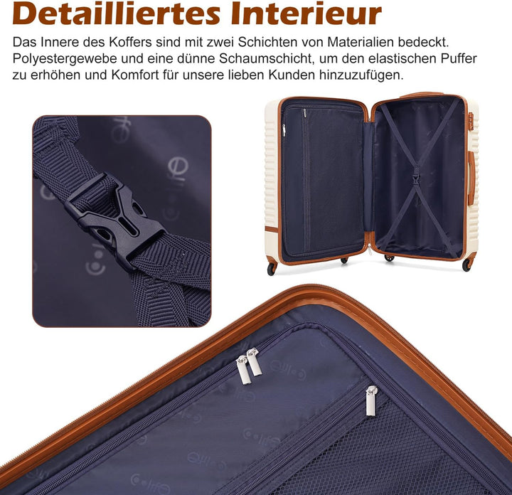 COOLIFE Koffer Set 3tlg, 24" Koffer Mittelgross mit Reisetasche&amp;Kulturbeutel | Reisekoffer Set für M