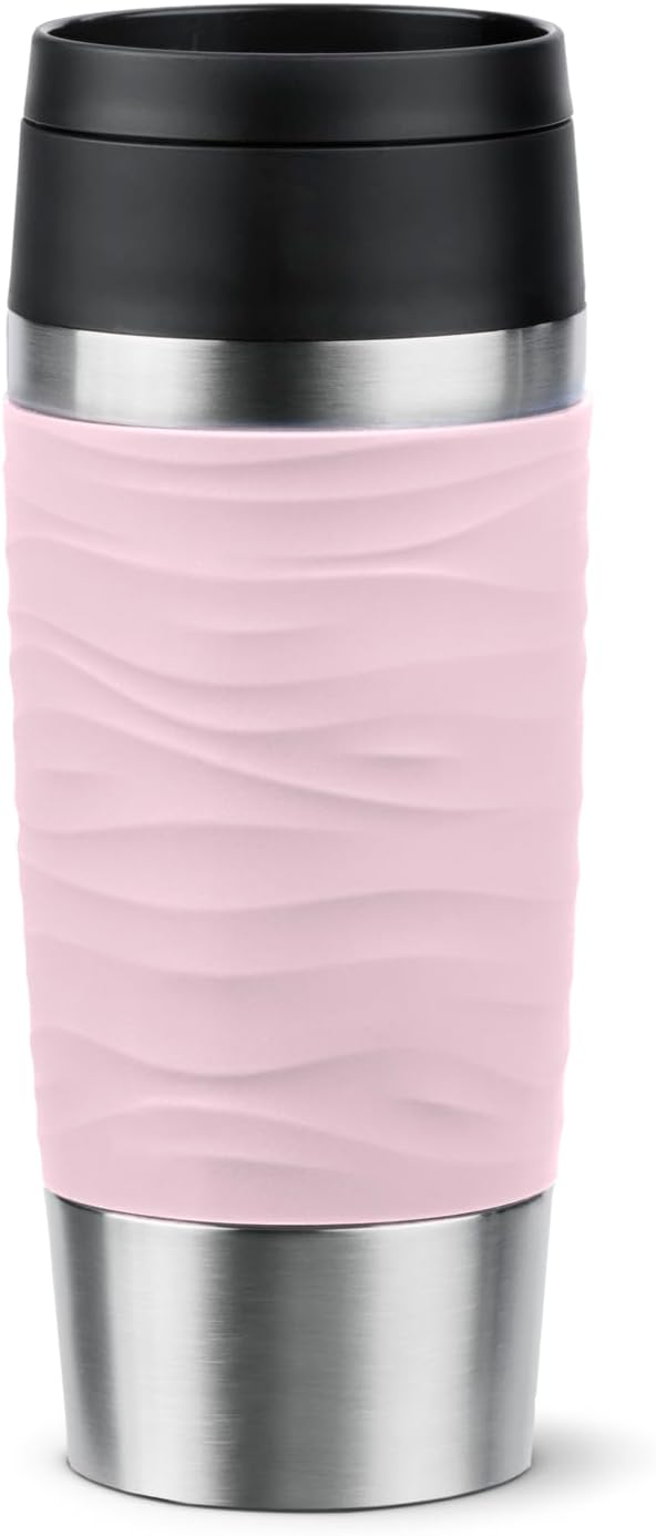 Emsa N20214 Travel Mug Wave Isolierbecher 0,36 Liter | neuer Komfort-Schraubverschluss | Edelstahl |