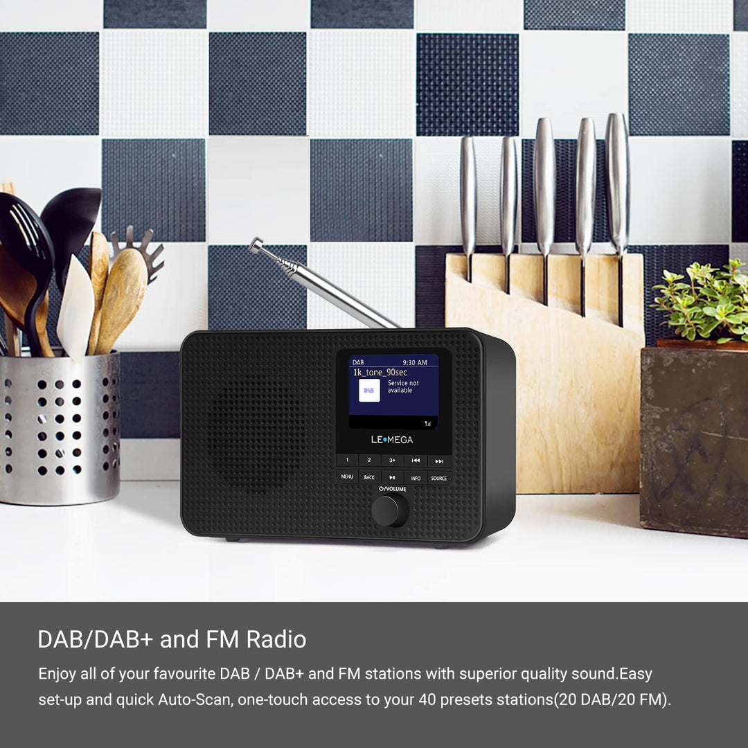 LEMEGA DR3 Tragbares Radio mit DAB+/DAB/FM,Büro Radio DAB Plus Bluetooth,Batteriebetrieben &amp; Netzbet