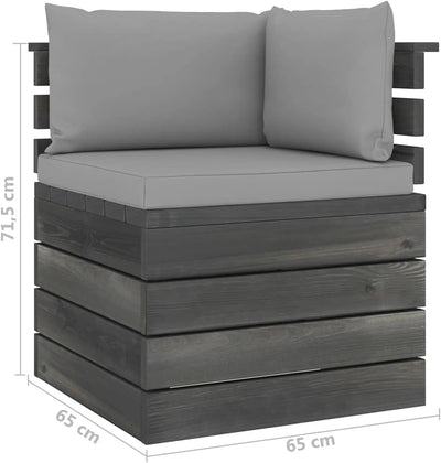 vidaXL Kiefernholz Garten Ecksofa mit Kissen Palettenkissen Sofa Palettensofa Palettenmöbel Sessel E