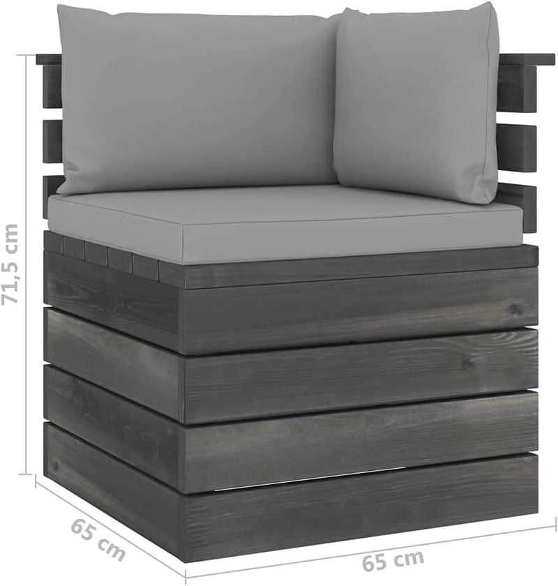 vidaXL Kiefernholz Garten Ecksofa mit Kissen Palettenkissen Sofa Palettensofa Palettenmöbel Sessel E