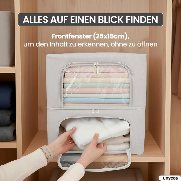 unycos – Aufbewahrungstasche【2 Stück | 24L】 Unterbett Aufbewahrungsbox mit Verstärkt Griff und Trans