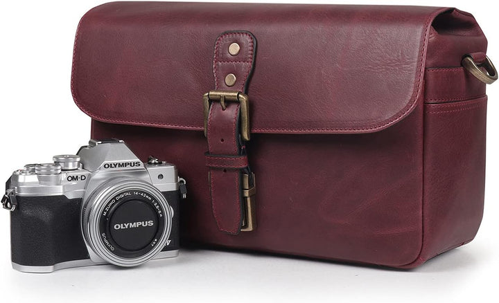 MegaGear MG1703 Torres Umhängetasche für Spiegel-, Sofort- und DSLR-Kameras, echtes Leder, Kastanien