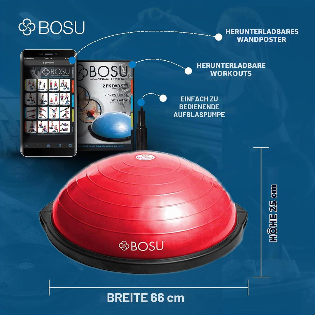 Bosu, Home Gym Equipment, The Original Balance Trainer, 66 cm Durchmesser rot / schwarz, rot / schwa