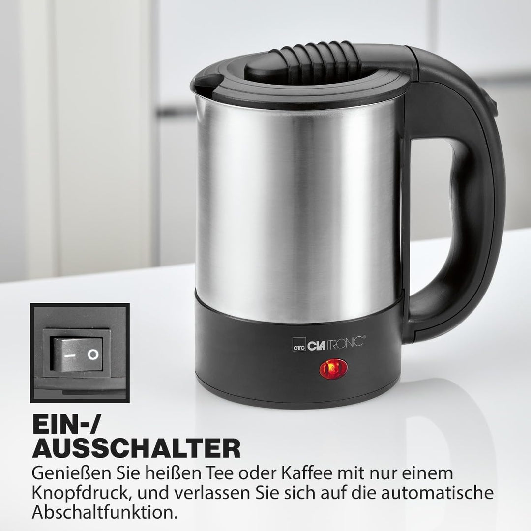 Clatronic® Wasserkocher mit 0,5L Füllmenge | Wasserkocher klein ideal für unterwegs | Reisewasserkoc