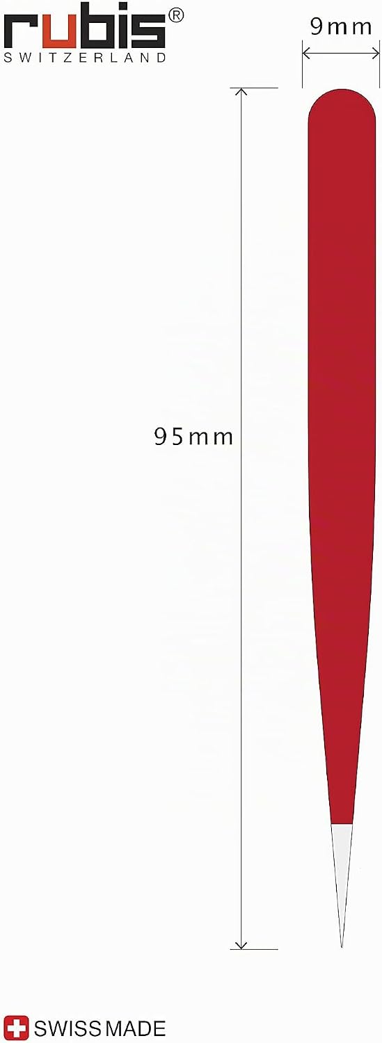 Rubis Splitterpinzette Swiss Pointer - Pinzette für eingewachsene Haare und Splitter - spitz rutschh
