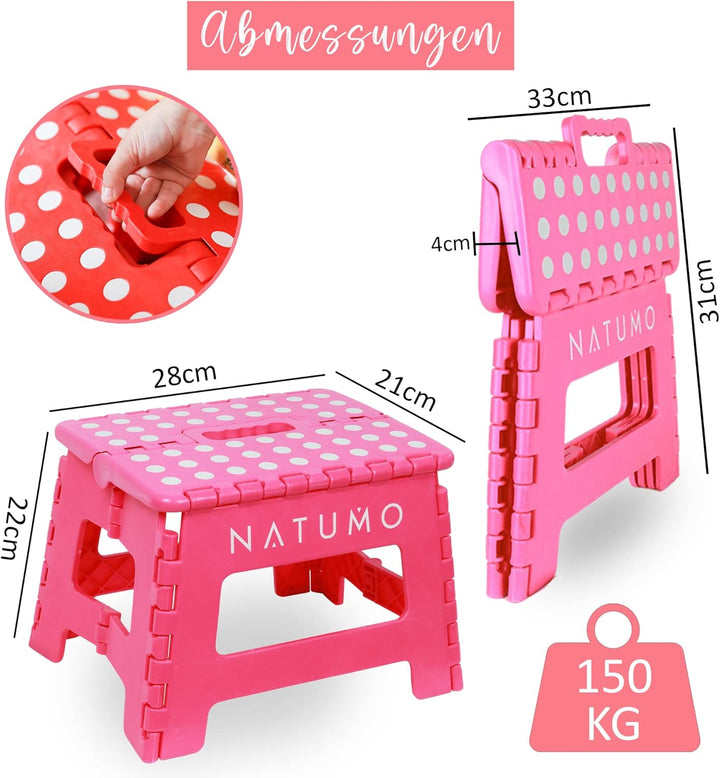 NATUMO® Tritthocker Kinder, Klapphocker faltbar, leichter und Rutschfester Kinder Hocker Bad & Toile