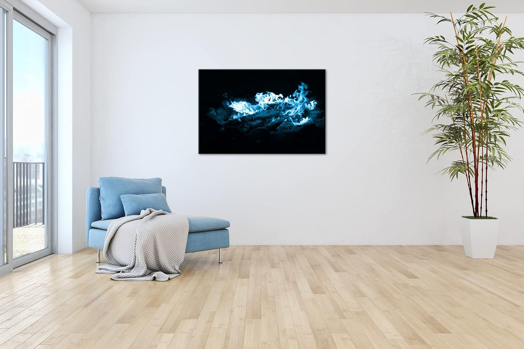 deyoli Dark heisses Lagerfeuer bei Nacht Format 100x70 Effekt: Monocrome Blau als Leinwandbild, Moti