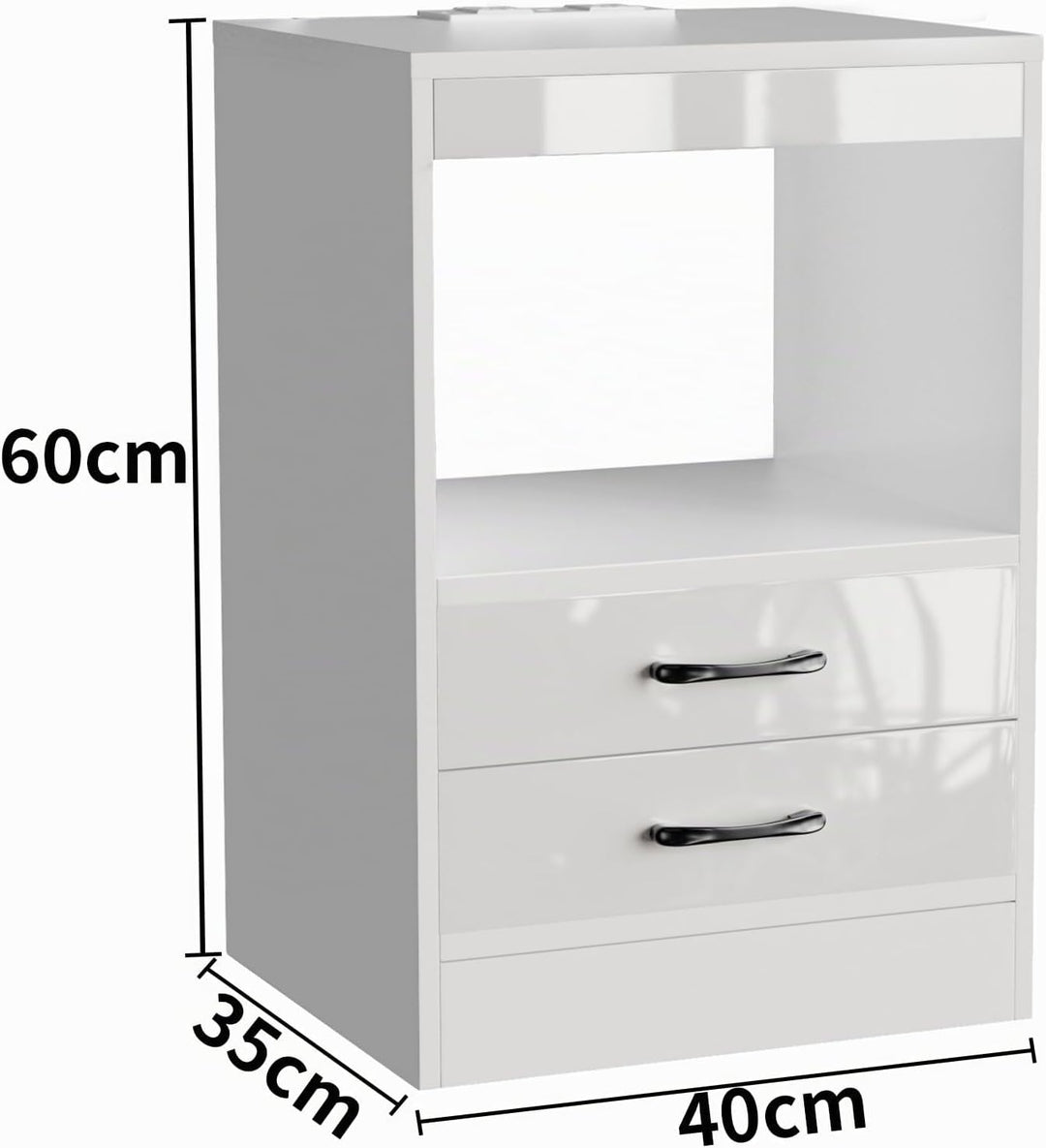 PIPIPOXER 2er Set Nachttisch mit Steckdose & USB, Nachttische mit 2 Schubladen Nachschrank für Wohnz