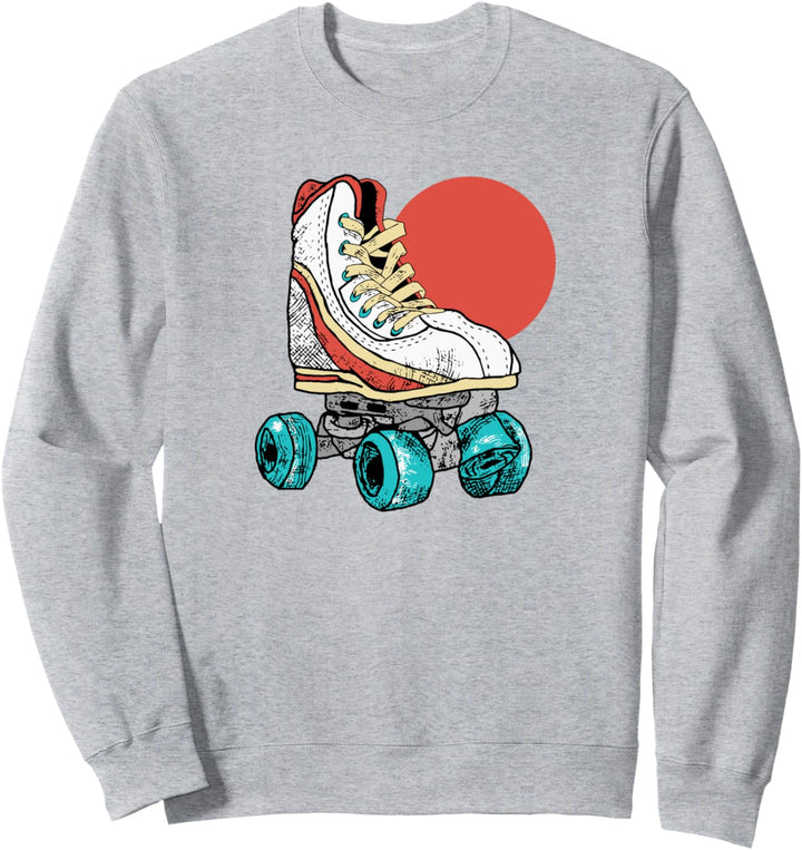 Minimalist Roller Skate & Sun Vintage Retro 70s Vibe Graphic Sweatshirt
