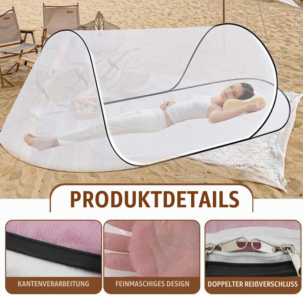 Moskitonetz Reise, 200 x 80 x 56 cm Faltbares Mückennetz, Moskitonetz Pop Up, Fliegennetz Bett, Outd