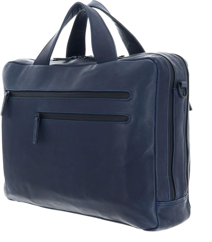 Leonhard Heyden Den Haag - Aktentasche 2 Fächer Leder 15" 40 cm Blau, Blau