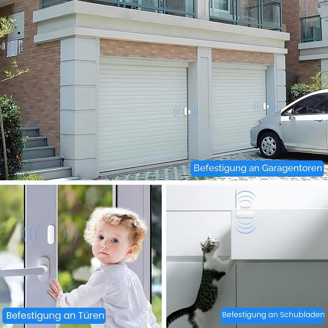 Tür-Fenster-Sensor:Smart Tuya Türsensor Kostenlose App Echtzeit-Benachrichtigungen,Wireless WiFi Fen