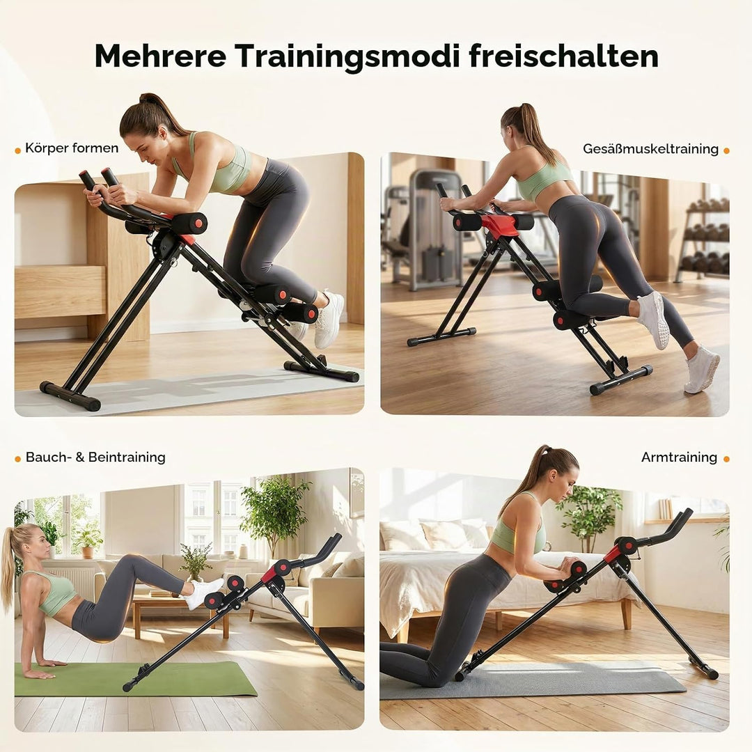 Bauchtrainer Klappbar, 5-fach Verstellbarer Widerstand, LED-Display, Faltbarer Bauchmuskeltrainer fü