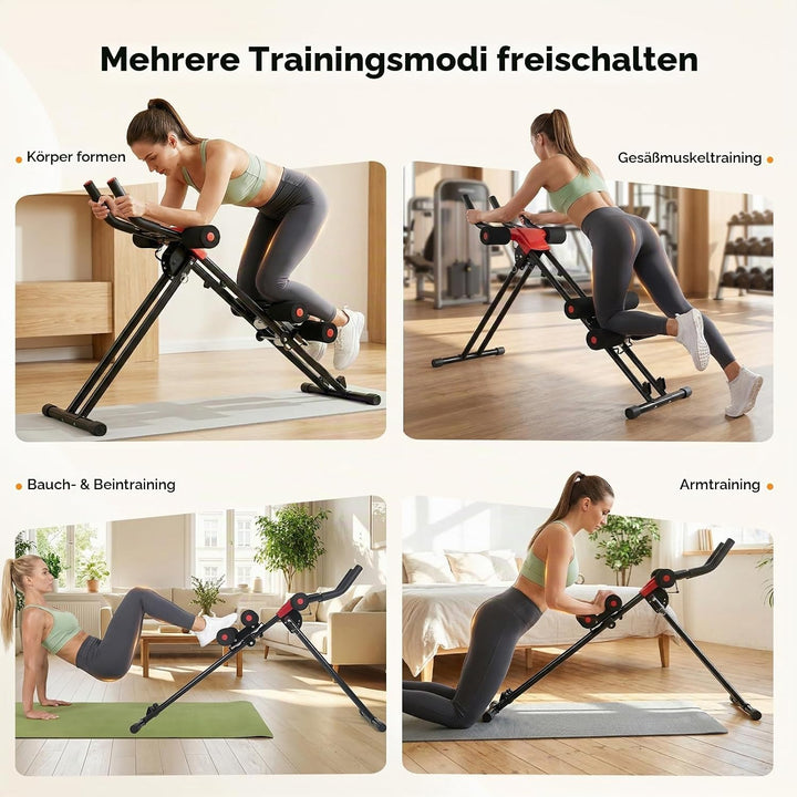 Bauchtrainer Klappbar, 5-fach Verstellbarer Widerstand, LED-Display, Faltbarer Bauchmuskeltrainer fü