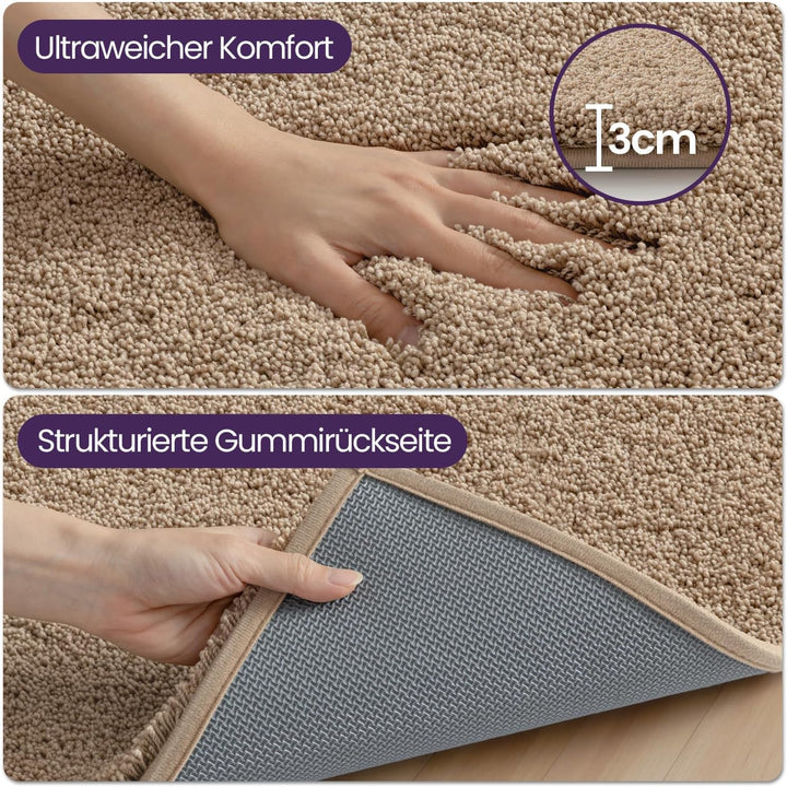 DEXI Badezimmerteppich 50 x 80 cm, Badematte rutschfest Saugfähig, Flauschig und Extra Dick, Badvorl