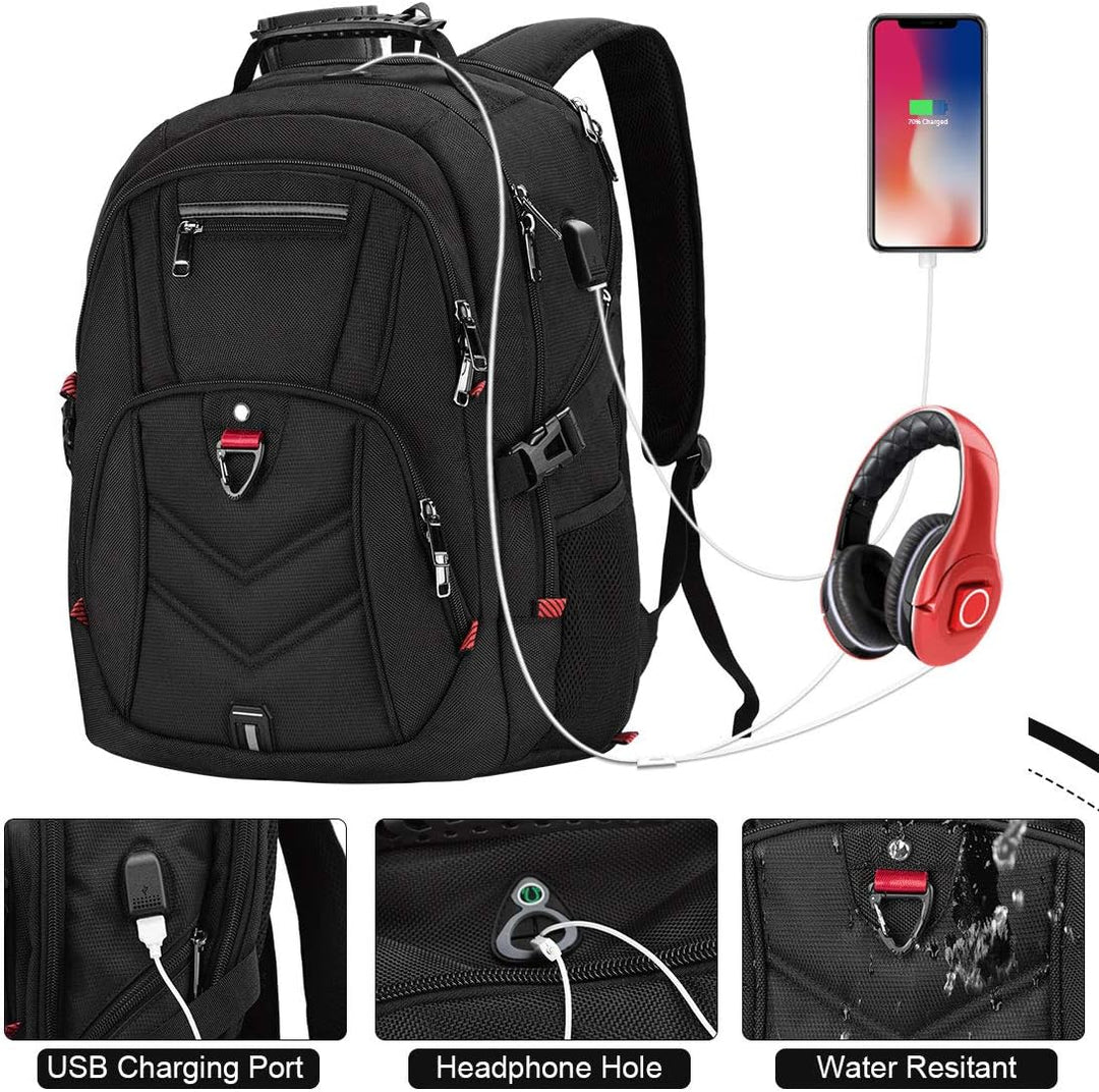 NEWHEY Laptop Rucksack Herren 17 Zoll Schulrucksack Jungen Teenager 17,3 USB Arbeit Business Wasserd