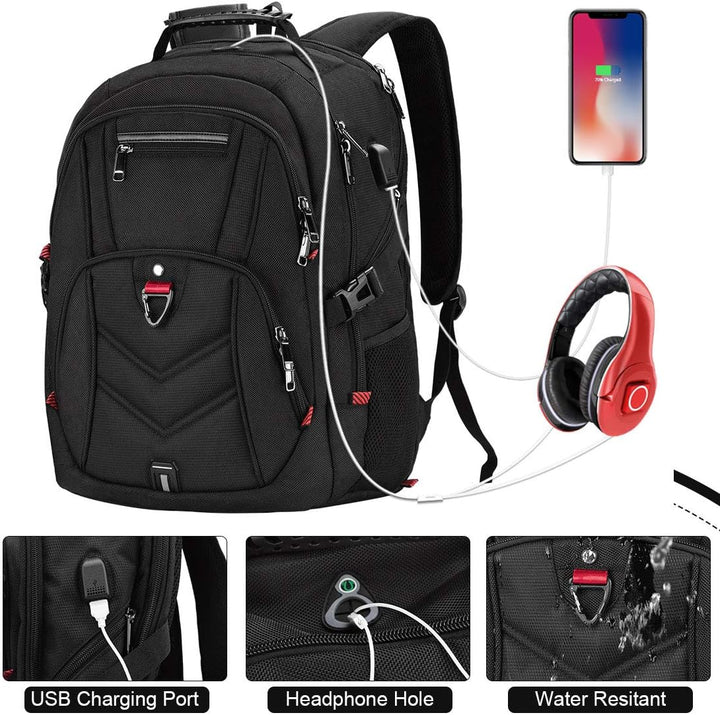 NEWHEY Laptop Rucksack Herren 17 Zoll Schulrucksack Jungen Teenager 17,3 USB Arbeit Business Wasserd