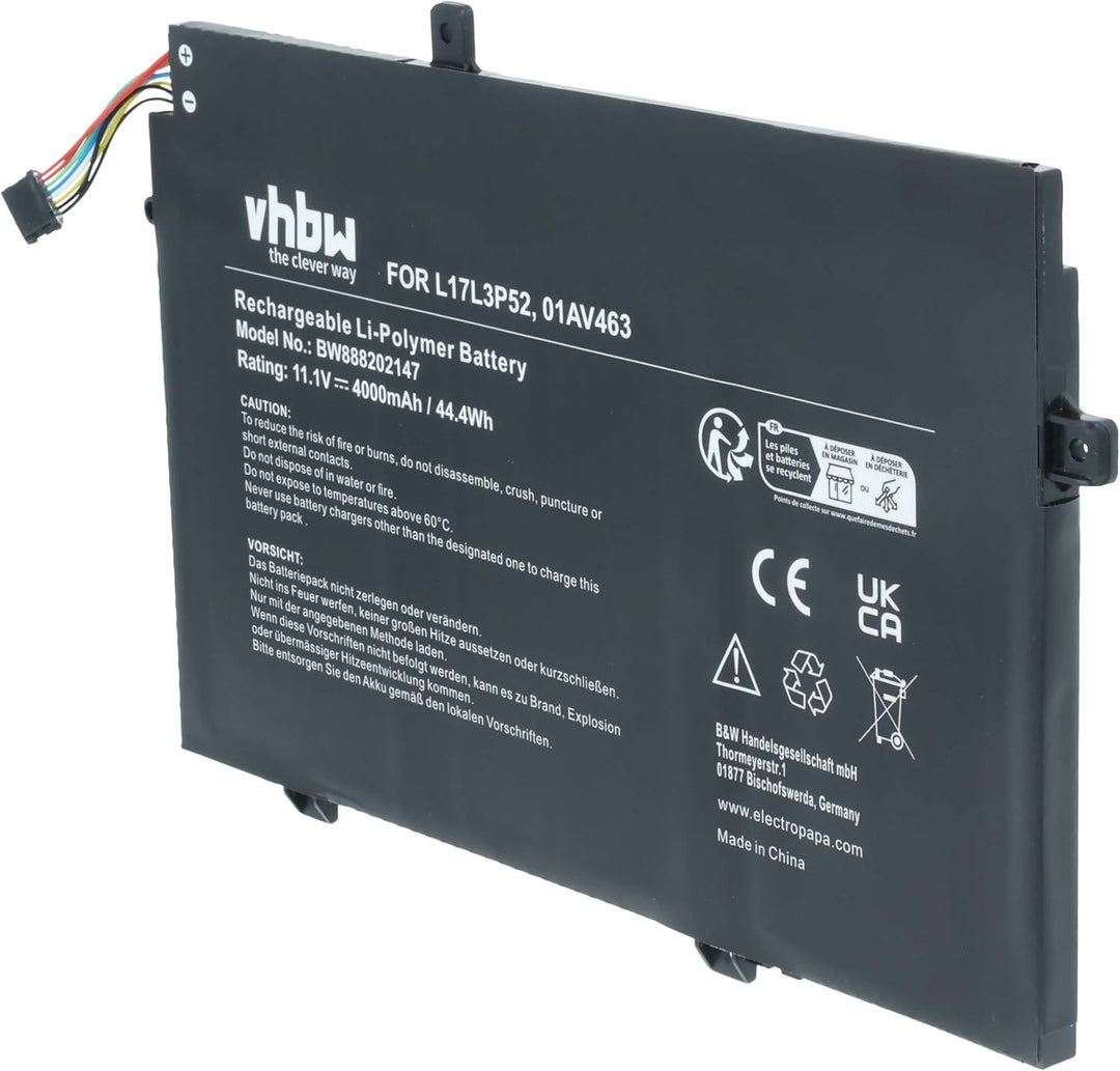 vhbw Akku kompatibel mit Lenovo ThinkPad E590 20NBA00GCD, E590-20NC0003GE, L490, L580 Notebook (4000