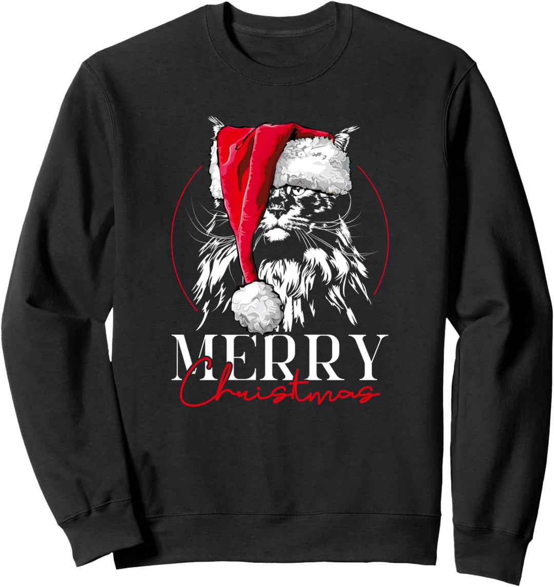 Lustige Santa Maine Coon Merry Christmas Weihnachten Katzen Sweatshirt