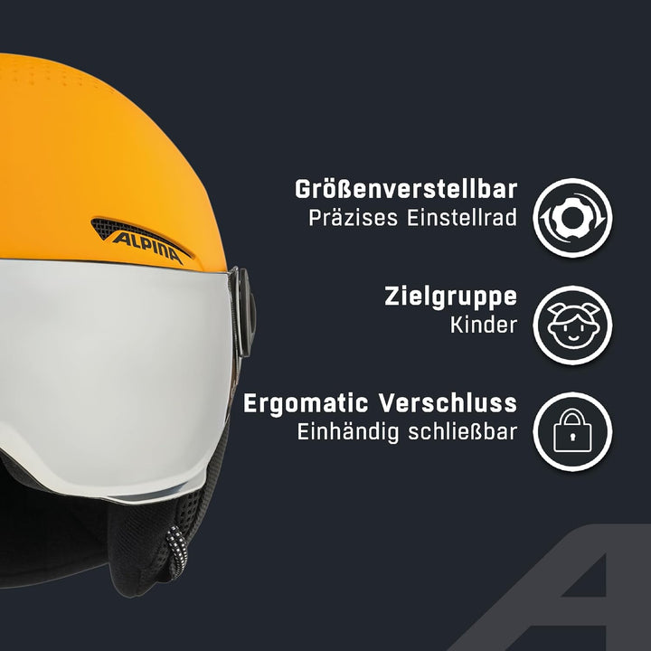 Alpina ZUPO Visor Q-LITE - hochwertiger & sicherer Skihelm für Kinder, mit abnehmbaren Ohrenpolstern