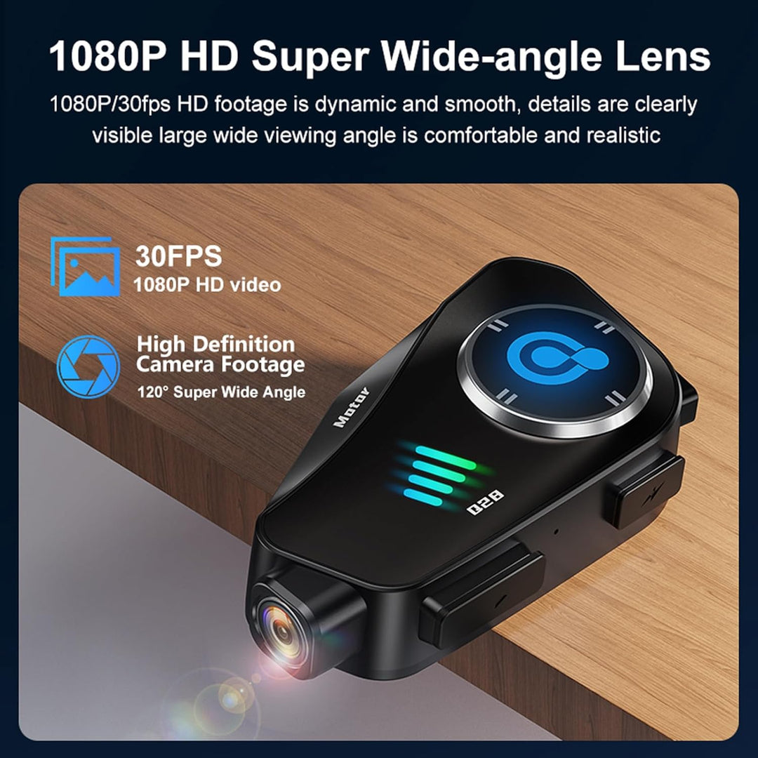 Motorrad Helm Headset Bluetooth mit 1080P Kamera Intercom Motorrad Gegensprechanlage Fahrrad Kommuni