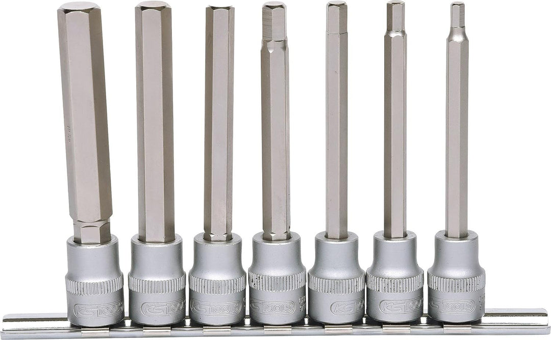KS Tools 911.1560 3/8" Bit-Stecknuss-Satz Innensechskant, lang, 7-tlg., Farbe