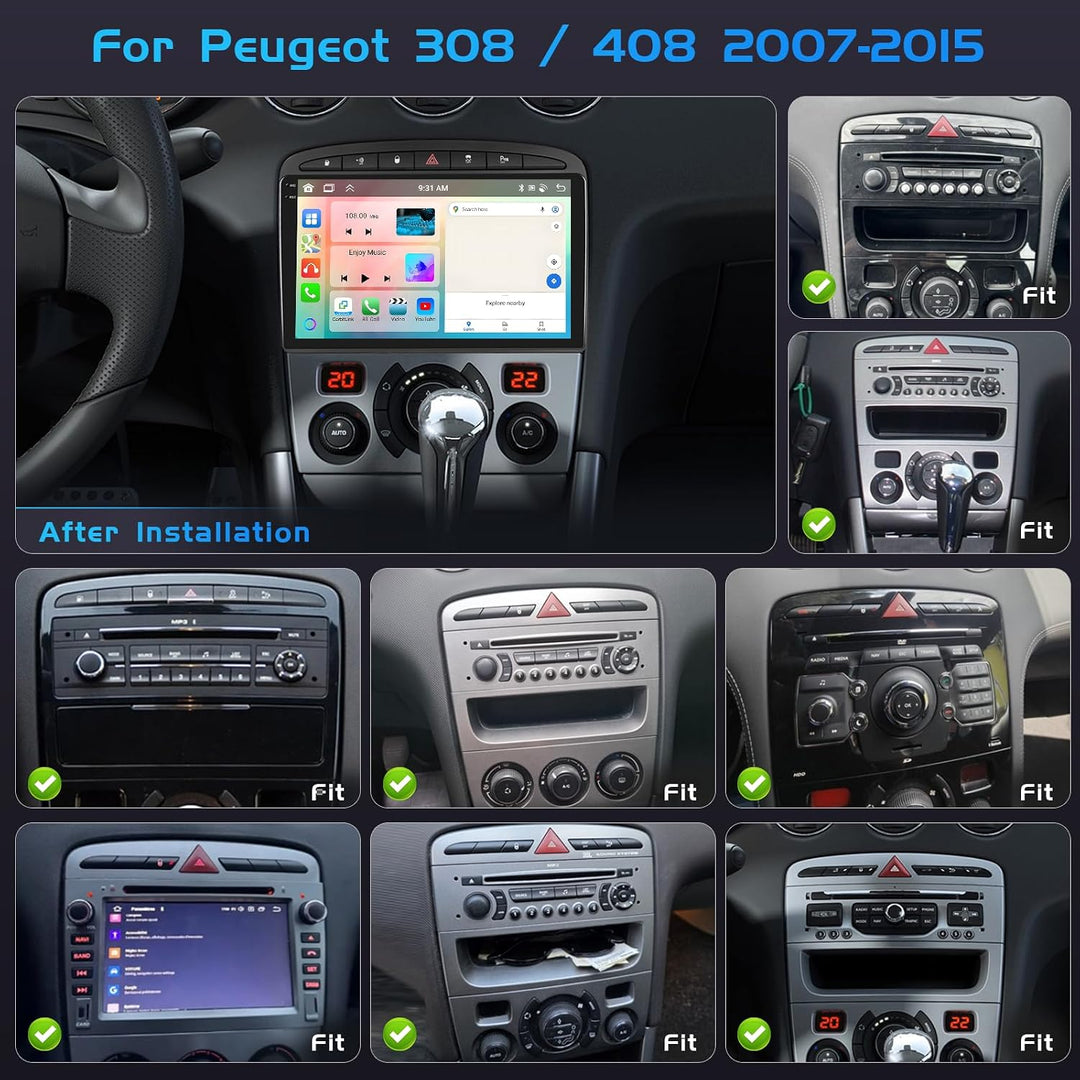 Inefala 4+128G Android 15 Autoradio für Peugeot 408/308/308SW 2007-2013 mit 9&