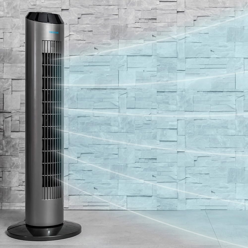 Cecotec Digitale Turmventilator mit Fernbedienung und Timer EnergySilence 8190 Skyline Ionic, 60 W,