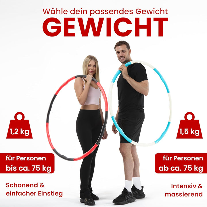 KIANA SPORTS® Hula Hoop Reifen Erwachsene inkl. Tasche und Übungsplan [1,2 kg] - Stabiler Hoola Hoop