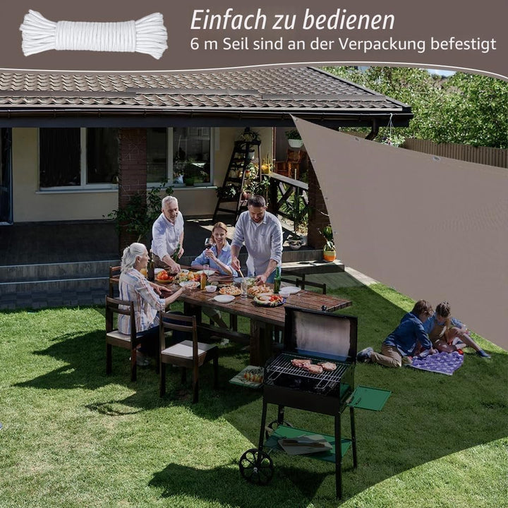 Sonnensegel Wasserdicht, Sonnensegel Rechteckig Mit Ösen, Markisenstoff UV Schutz 95%, Segeltuch Son