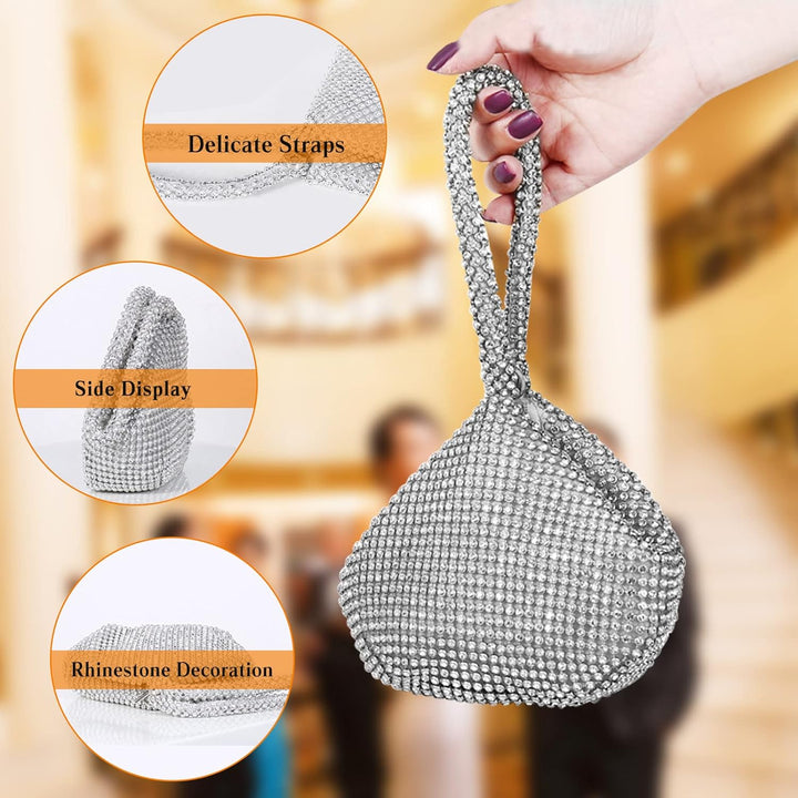CORIOS Dreieckige Abendtasche Damen Unterarmtasche Shiny Strass Handtasche Diamant Clutch Bag Klein