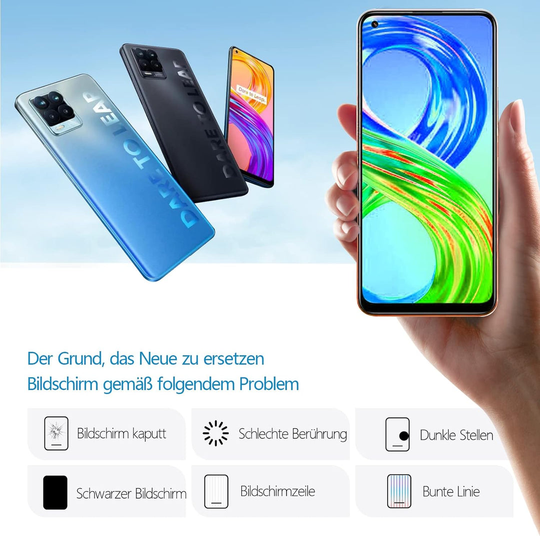 RongZy Ersatz Display Kompatibel für Realme 8 Pro RMX3081/Realme 8 （4G） RMX3085 Touchscreen Bildschi