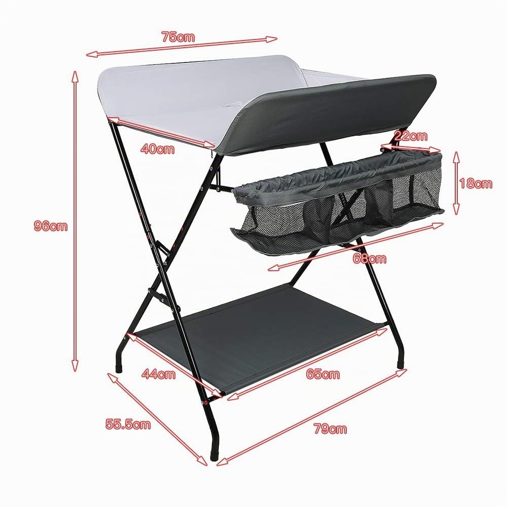 OHMG Baby Wickelkombi Klappbare Wickelkommode,Wickeltisch mit Rollen,Mobiler Wickeltisch mit Wickela