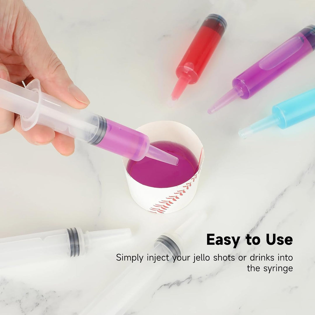 50 Stück Jelly Shot - 20ml Spritzen mit Tip Cap Wiederverwendbare Plastikspritzen für Flüssigkeiten,