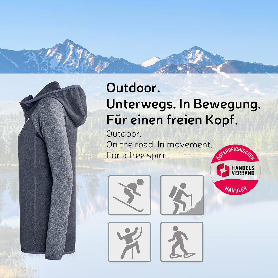 Black Crevice Damen Microfleece Jacke Second Layer Midlayer Kapuze BCR297980 36 grey/steel blue, 36