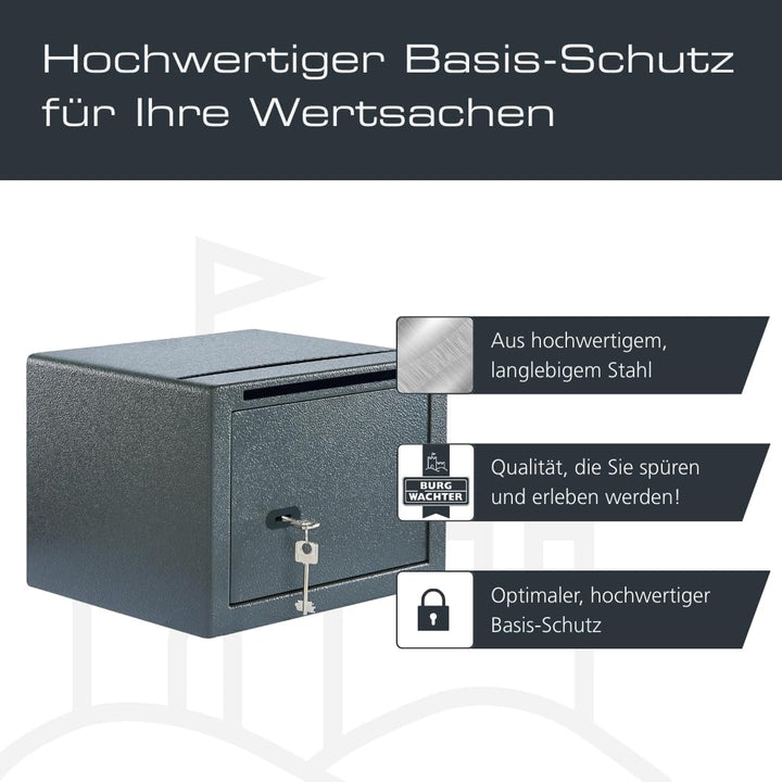 BURG-WÄCHTER Möbeltresor mit Schlüssel, inkl. Fachboden und Einwurfschlitz, Zur Wand- und Bodenbefes