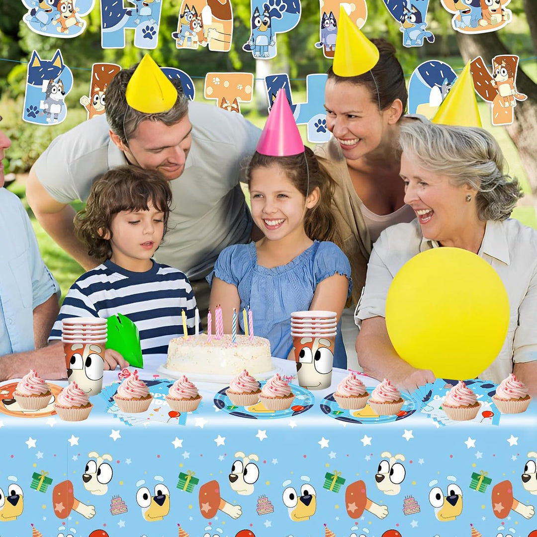 Pappteller Kindergeburtstag Deko- Blau Dog Geburtstag Deko Birthday Partygeschirr Set Geburtstagsdek