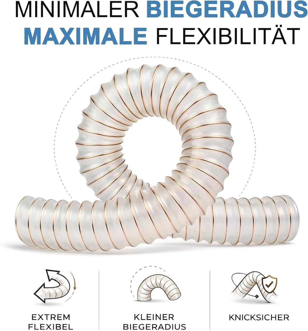 AWM Absaugschlauch Ø 120 mm transparent 0,4 mm Absauganlage Spiralschlauch schwer entflammbar Flexsc