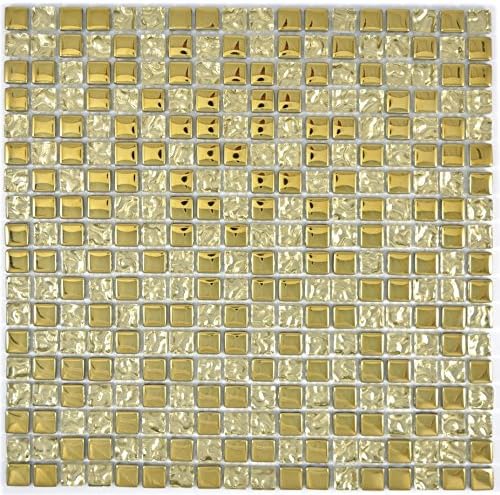 Mosaik Fliese Transluzent Glasmosaik Crystal gold Glas für WAND BAD DUSCHE KÜCHE FLIESENSPIEGEL THEK